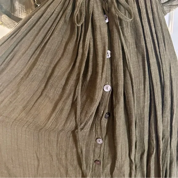 Flawless Flowy Bohemian Chic Forest/Olive Green Maxi Dress Size Small - Picture 8 of 15